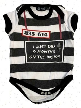 Amsterdam Design Baby Lockup Prisoner Funny Novelty Bodysuit Joke Top Size 6-12m